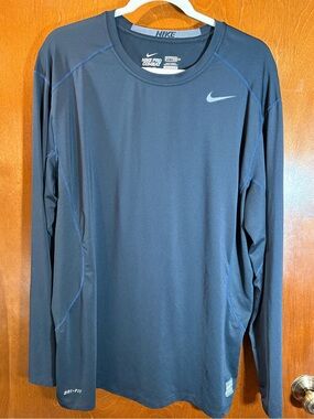 Nike Pro Dri-Fit Combat Black Athletic Tee with Silver Logo